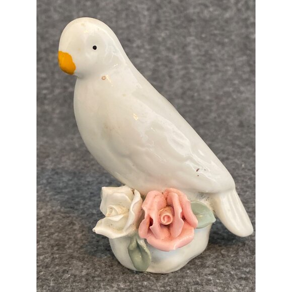 3 Ceramic Bird Figurine Floral Detail Ivory Toned Accent Home Decor Vtg - Picture 8 of 16